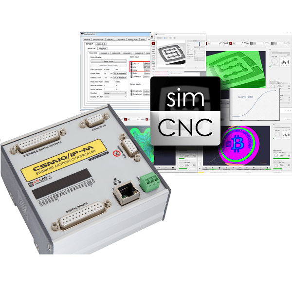 4-Axis CNC Control System. CSMIO/IP-M Board with simCNC Software